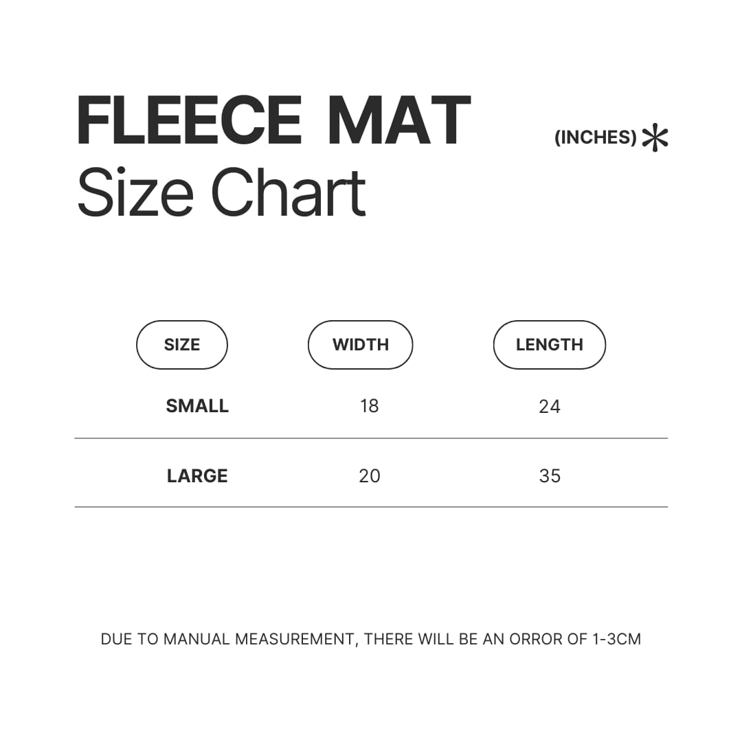 Fleece Mat Size Chart - Sentenced to Be a Hero Shop
