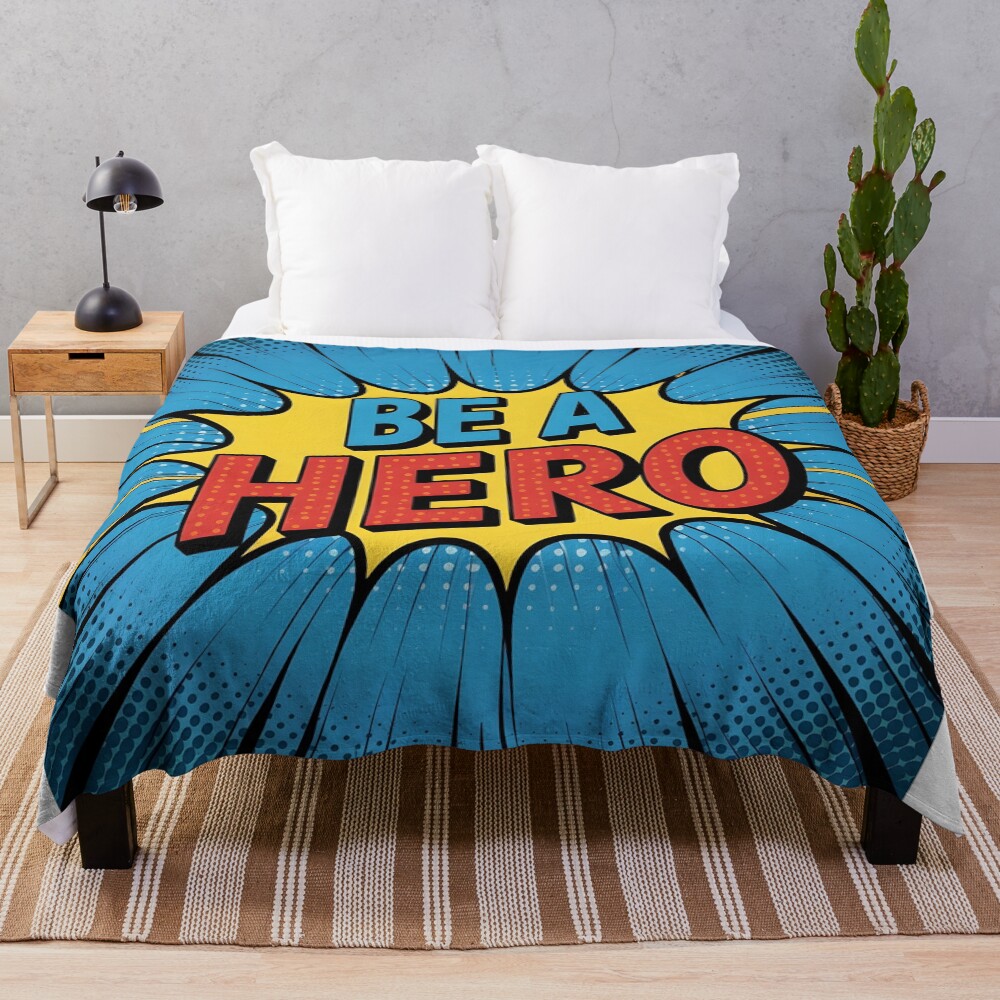 Be A Hero Even A Little One Cartoon Tee Throw Blanket